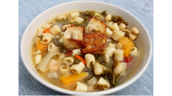 Autumn Minestrone with English Muffin Croutons Recipe
