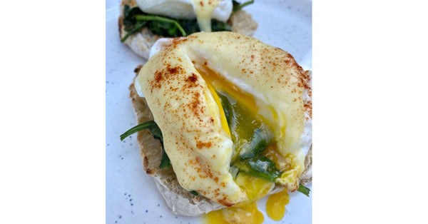 Eggs Benedict Florentine on a Vegan Sourdough English Muffin