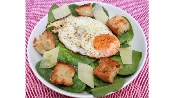 Eggs Florentine Salad with English Muffin Croutons Recipe