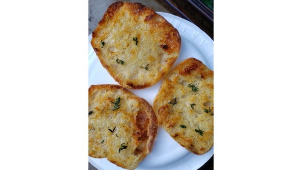 Grilled Thyme Sourdough English Muffin Toasts Recipe