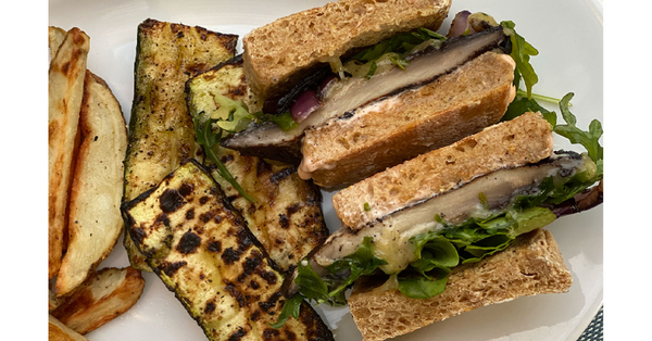 Grilled Portobello Mushroom Burger on an English Muffin Recipe