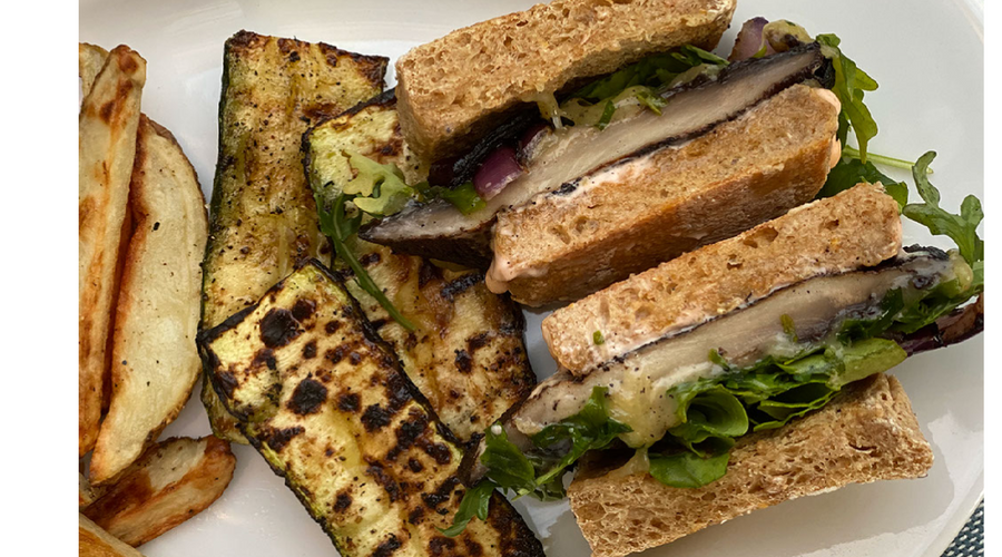 Grilled Portobello Mushroom Burger on an English Muffin Recipe