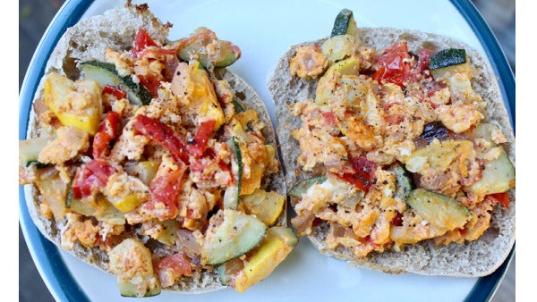 Open Faced Sautéed Vegetable and Egg Scramble Recipe