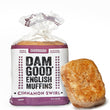 Load image into Gallery viewer, Bag of Dam Good English Muffins with a single muffin on a white background
