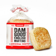 Load image into Gallery viewer, Packaged English muffin with 'Dam Good English Muffins' label on a white background
